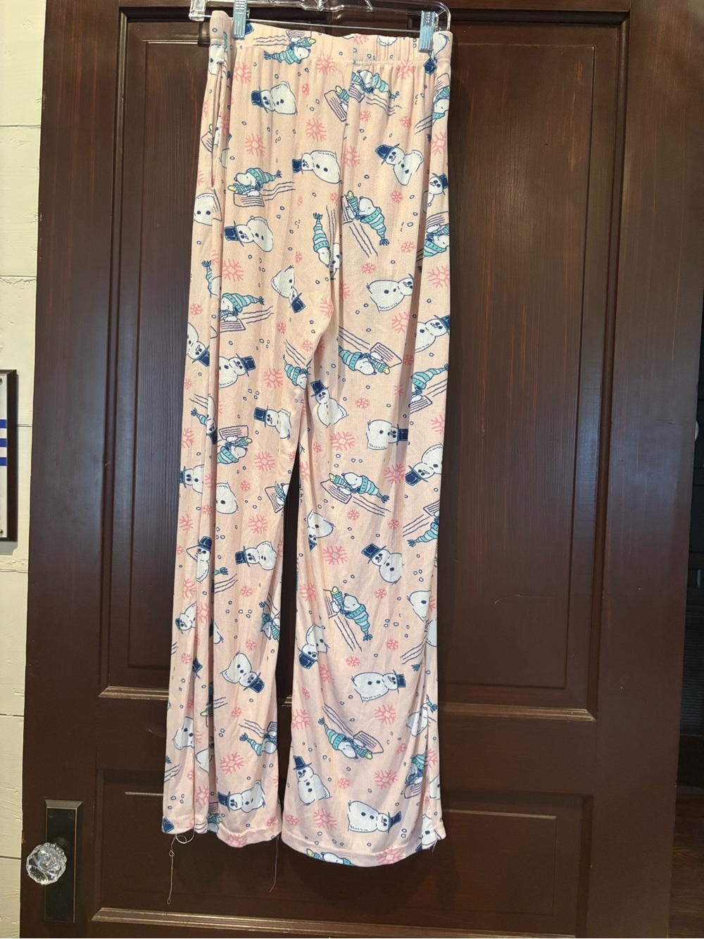 Peanuts Pink Snowman Print Pajama Bottoms